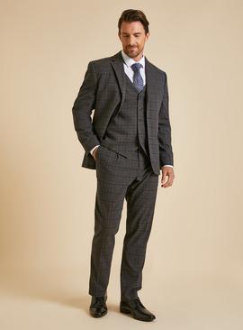 Charcoal Check Suit Trousers 