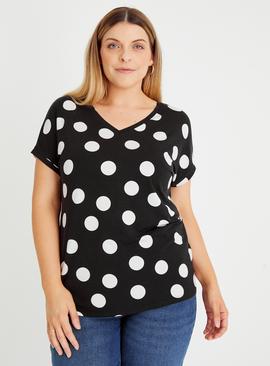 Mono Spot Relaxed Fit V-Neck Top 