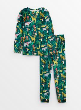 Green Christmas Safari Fleece Pyjamas 