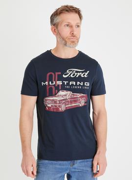 Navy Ford Mustang Print T-Shirt 