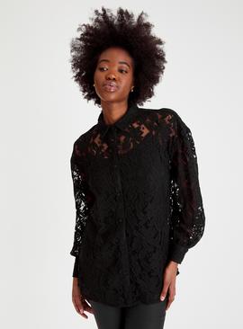 Black Lace Relaxed Fit Shirt 