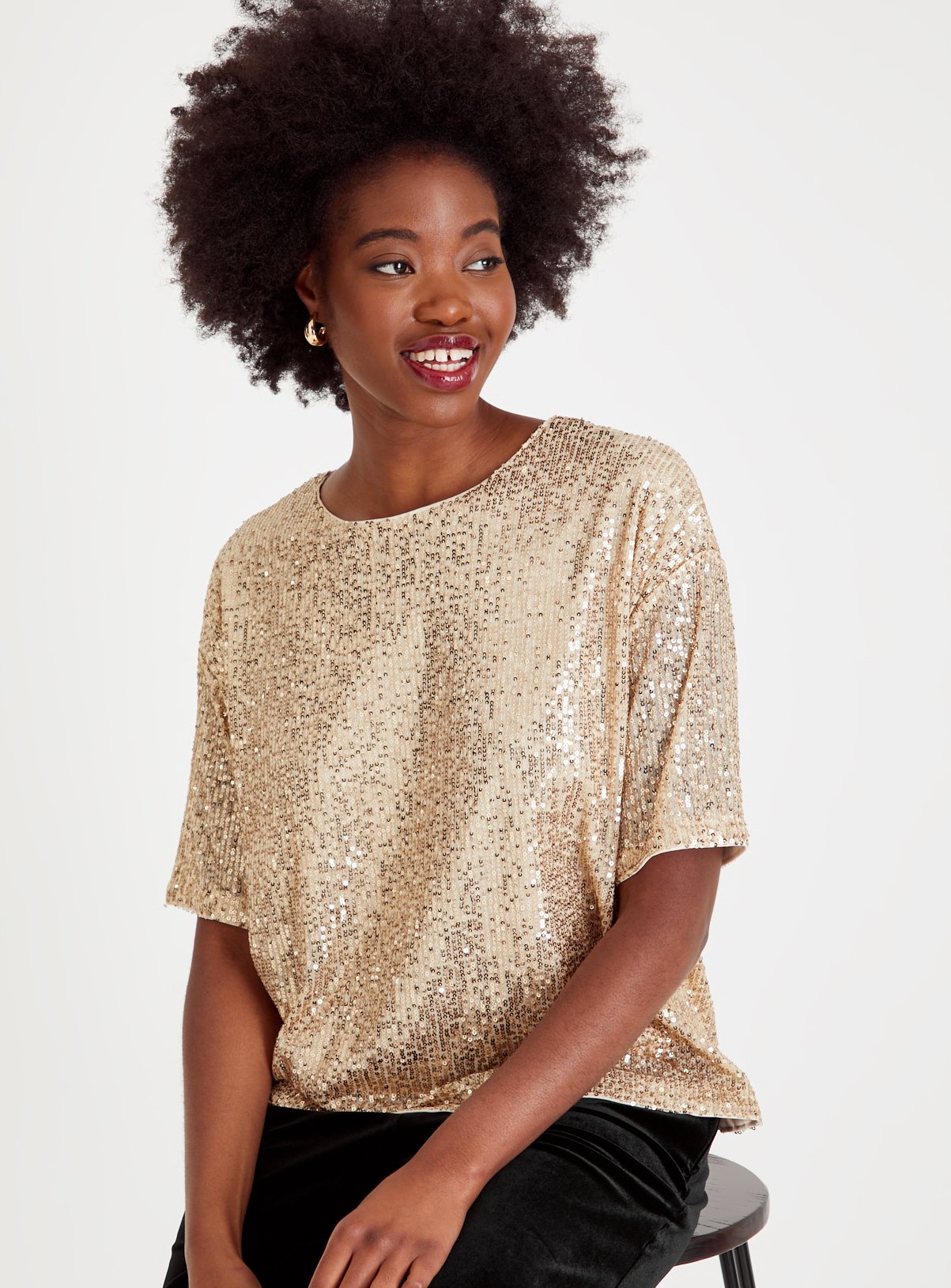 Gold Sequin Boxy Fit Top 20