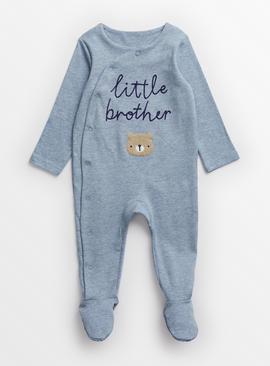 Blue Little Brother Slogan Sleepsuit 6-9 months
