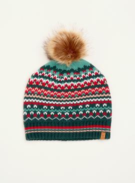BRAKEBURN Fair Isle Knitted Hat One Size