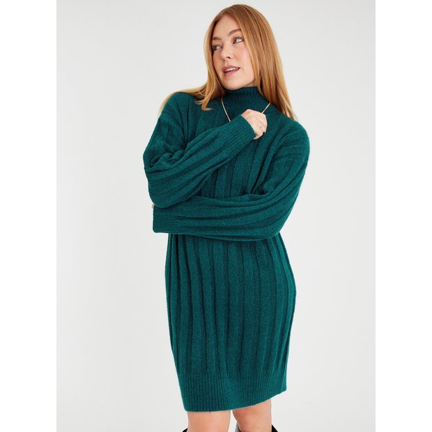 Buy Green Roll Neck Knitted Dress 22, Dresses