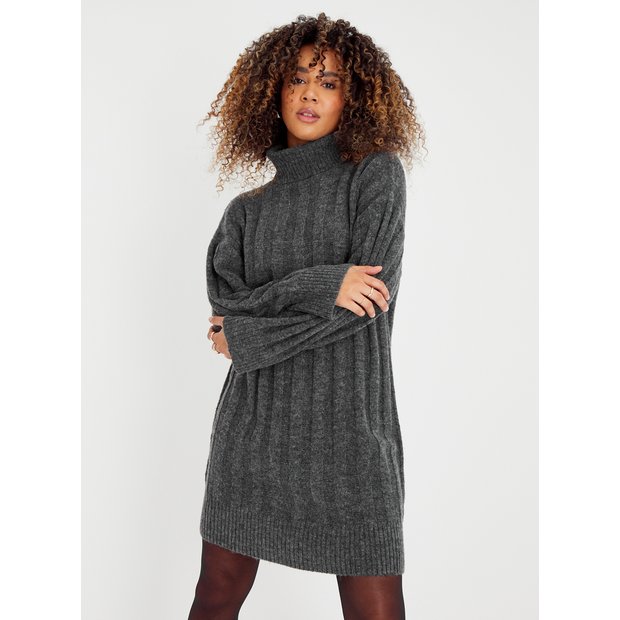 Buy Charcoal Roll Neck Jumper Dress 8, Dresses