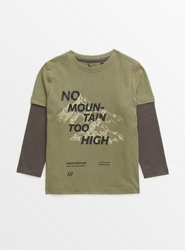Khaki Mountain Slogan T-Shirt 3 years