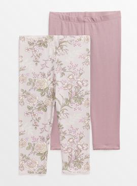 Lilac Floral Leggings 2 Pack 