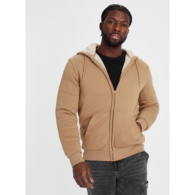 Mens brown 2024 zip up hoodie