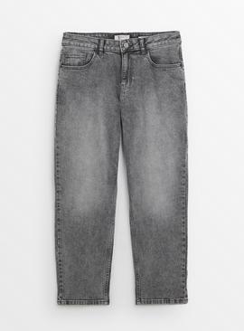 PETITE Grey Wash Relaxed Fit Straight Leg Jeans 