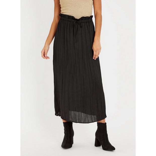 Buy Black Satin Midaxi Skirt 18 | Skirts | Tu