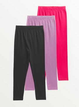 Pink Plain Leggings 3 Pack  