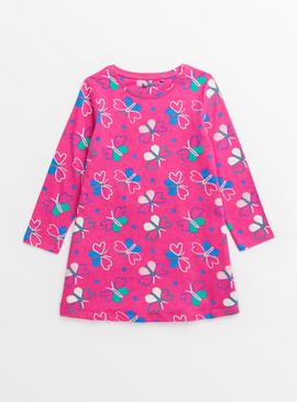 Pink Butterfly Jersey Dress 