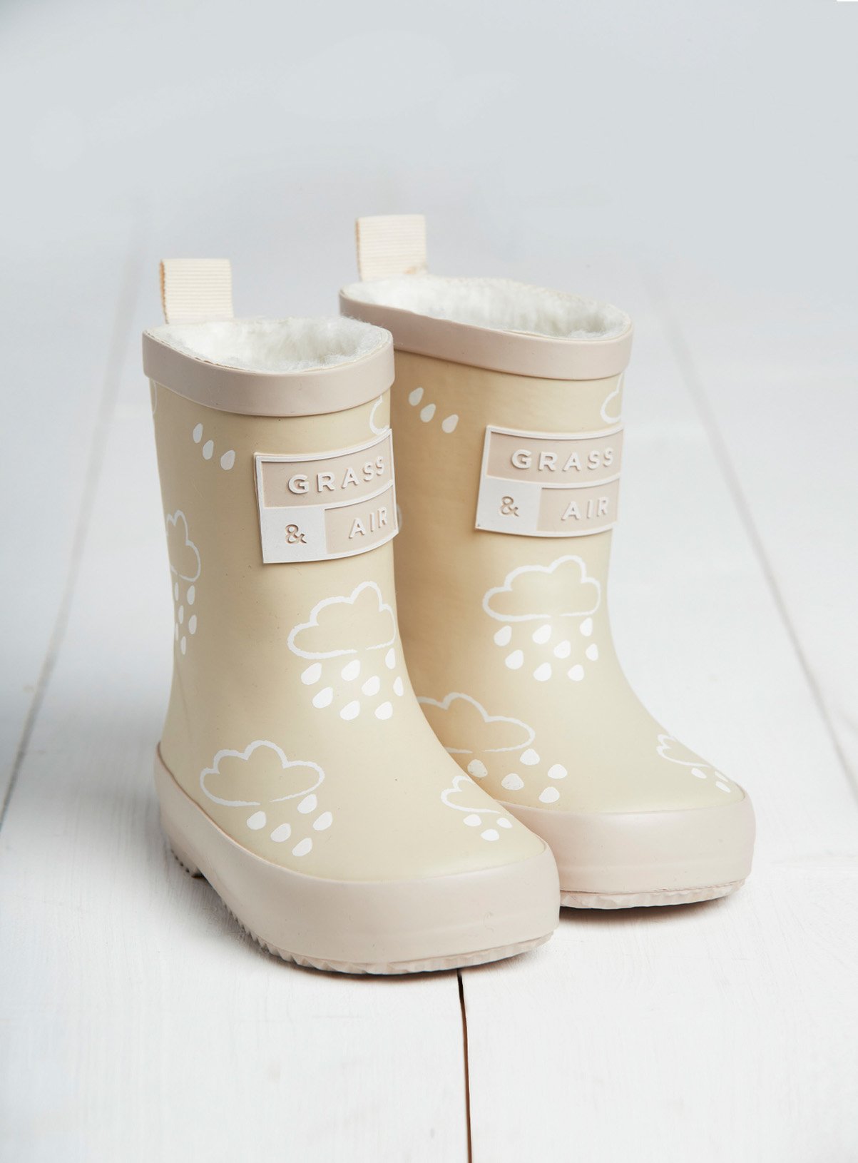 GRASS & AIR Stone Colour Changing Kids Winter Wellies 