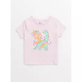 Pink Dinosaur I Am 3 T-Shirt