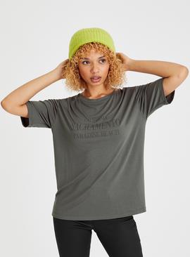 Khaki Relaxed Fit Graphic T-Shirt 