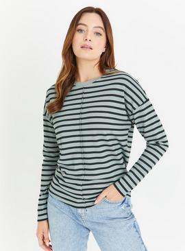 Green Stripe Relaxed Fit Ponte Top 