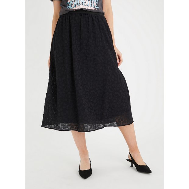 Long black shop jacquard skirt