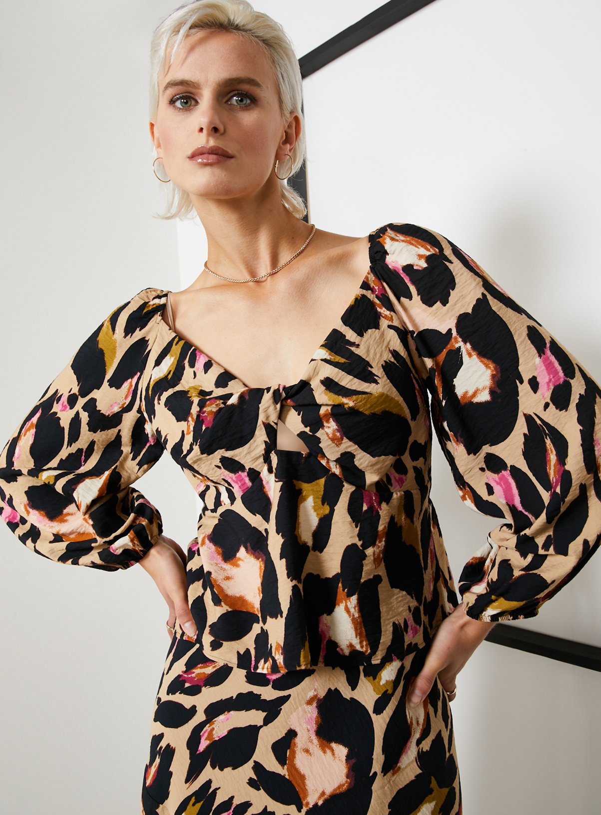For All The Love Leopard Printed Twist Front Top