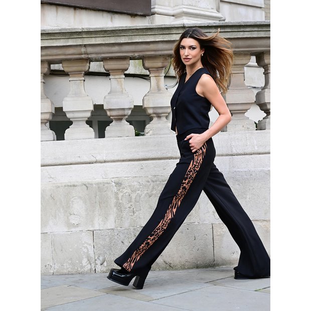 Black trousers with clearance glitter side stripe