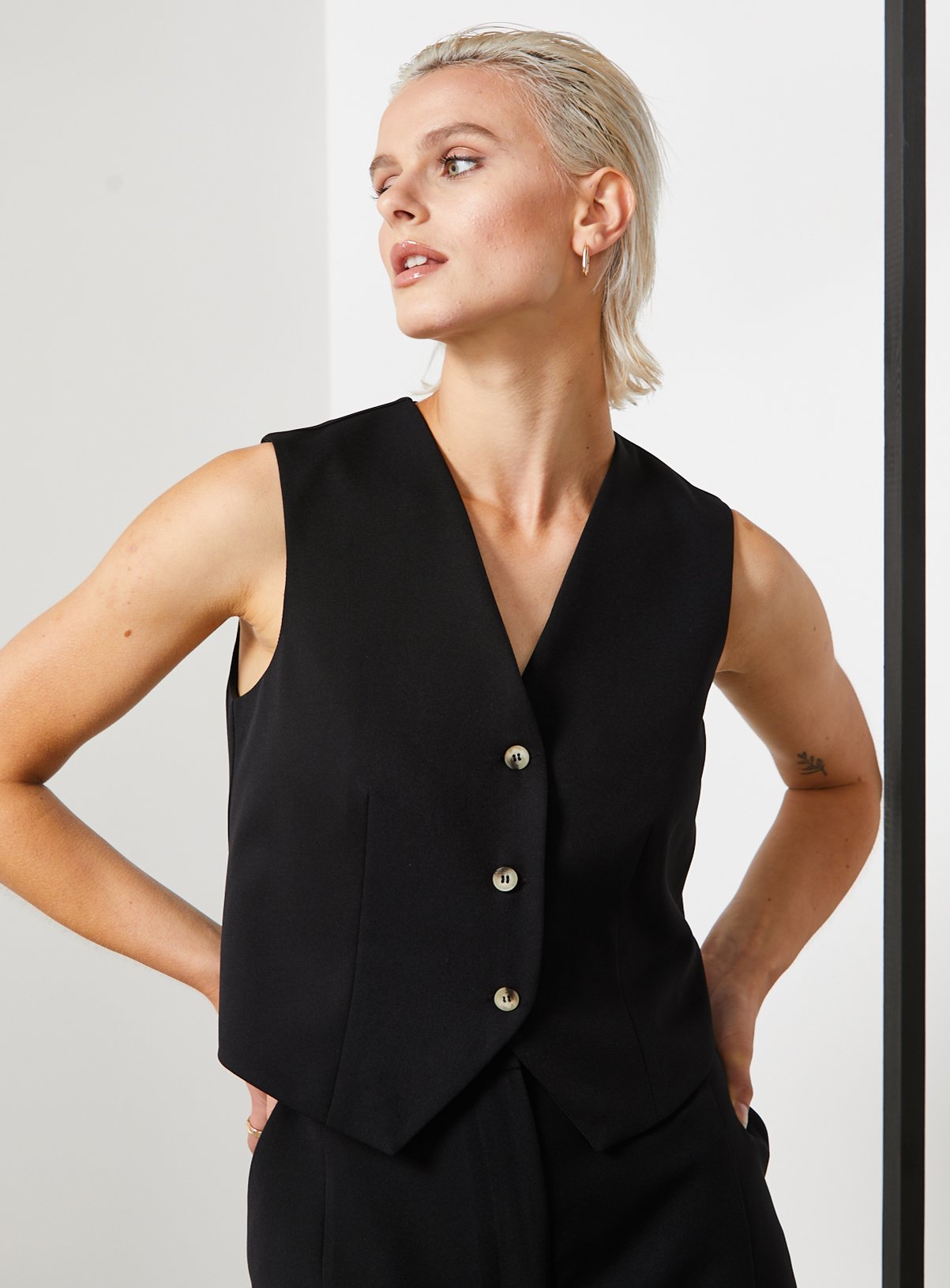 For All The Love Black Smart Fitted Waistcoat 