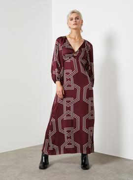 For All The Love Printed Satin Twist Front Midi Dress 