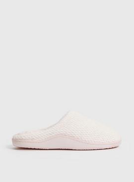 Pink Textured Mule Slippers 