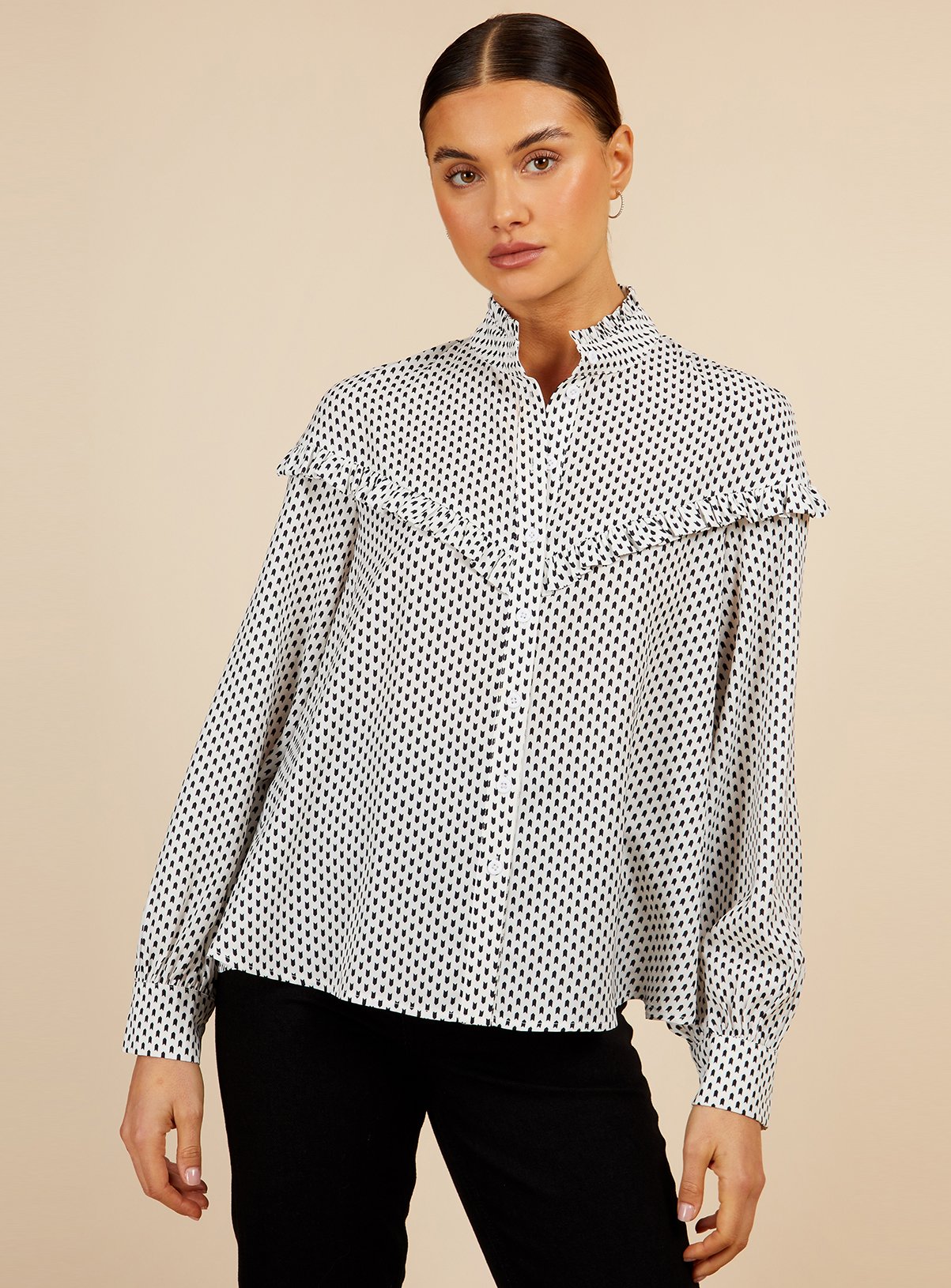 VOGUE WILLIAMS Cream Spot Blouse 
