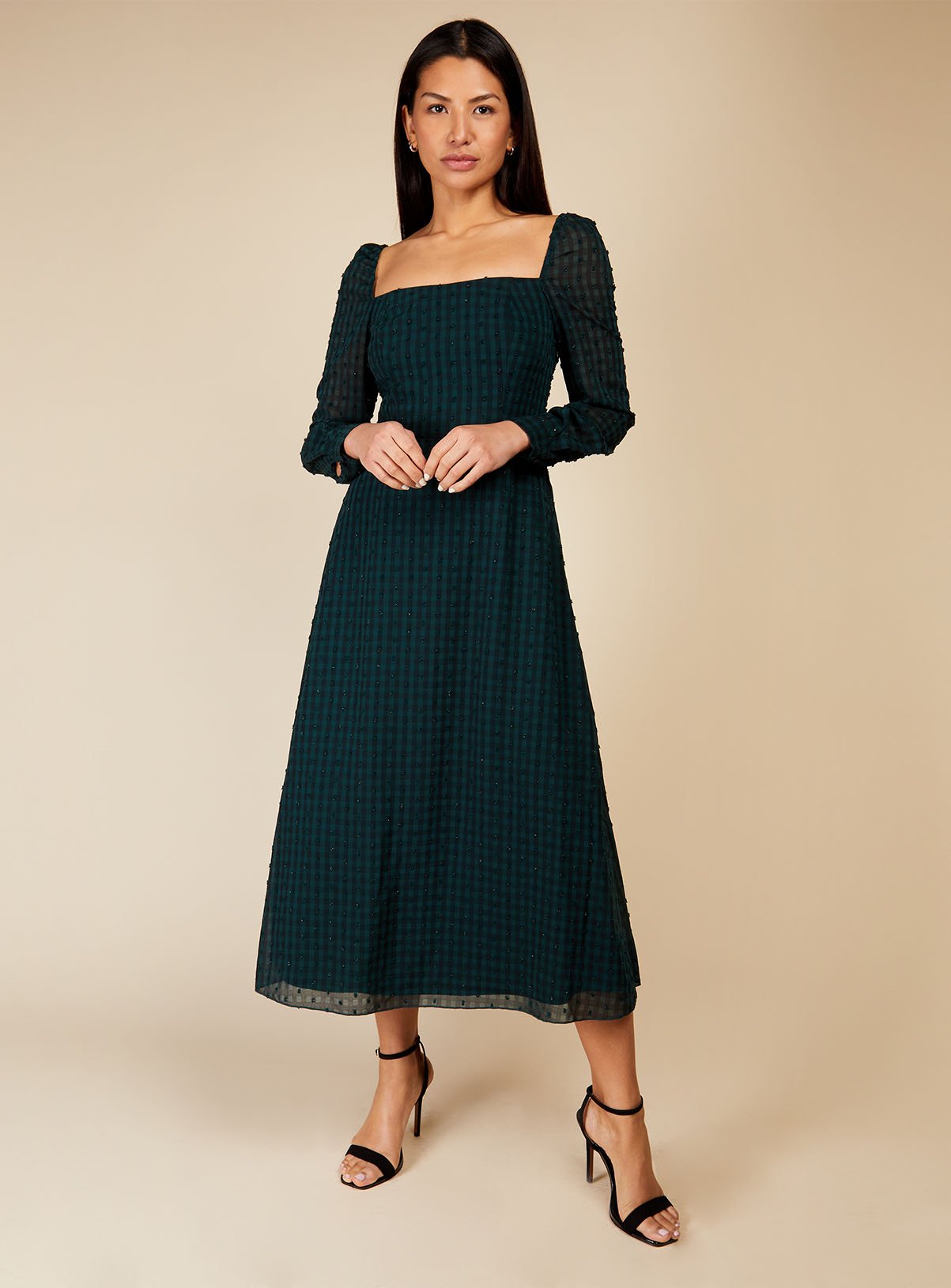 LITTLE MISTRESS Green Gingham Midaxi 