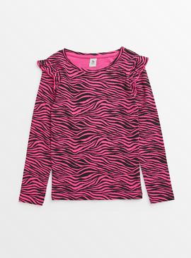 Pink Zebra Print Frill Top  