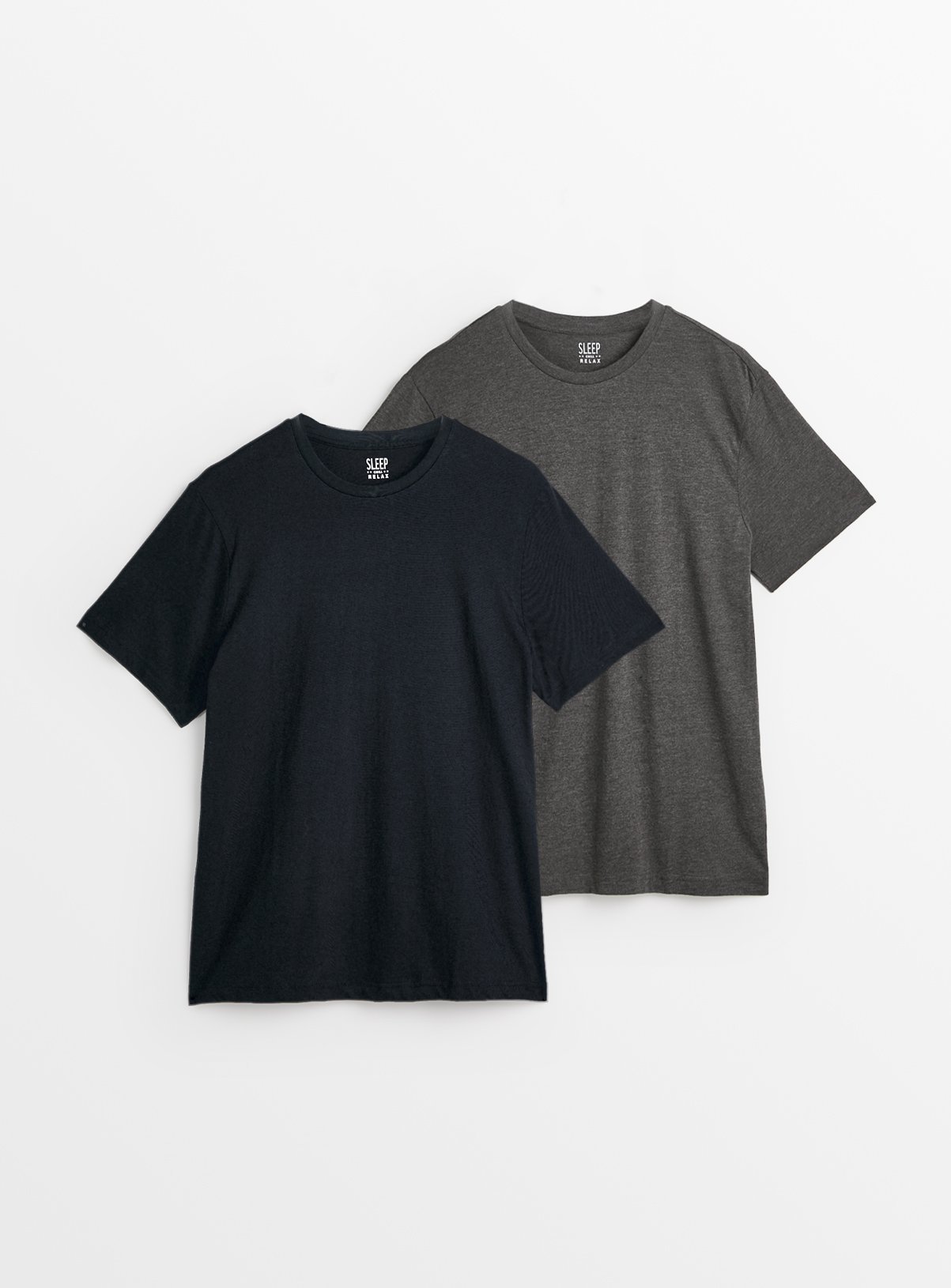 Charcoal Marl & Black Pyjama Top 2 Pack 