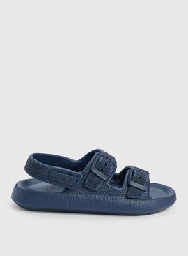 Navy Double Strap Pool Sandals 