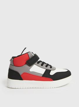 Red Colour Block High Top Trainers 