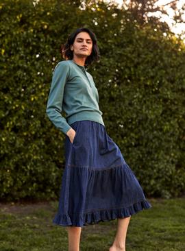 THOUGHT Asterope Organic Cotton Chambray Midi Skirt 