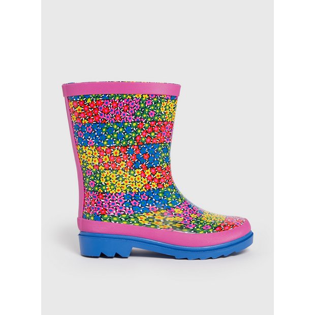 Buy Pink Floral Print Wellies 2 Boots and wellies Argos