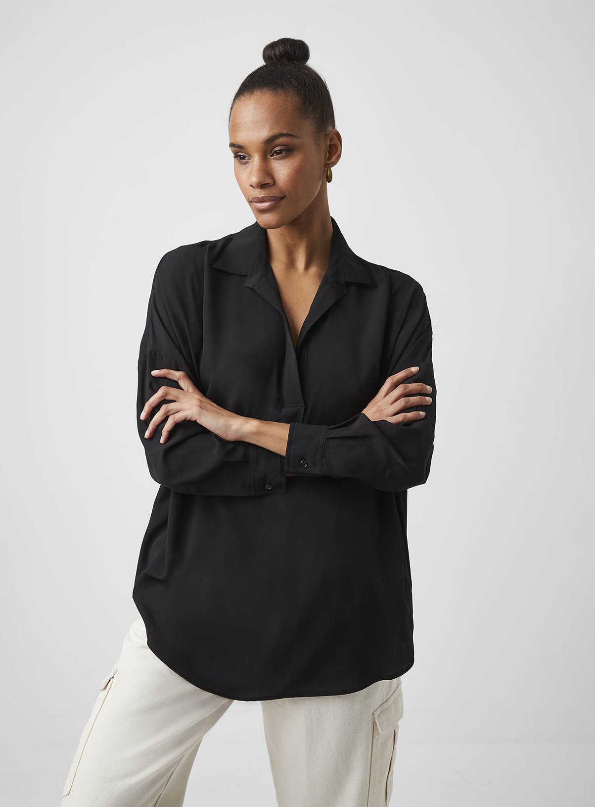 FRENCH CONNECTION Rhodes Crepe Popover Shirt