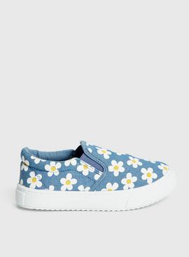 Blue Daisy Print Skater Trainers 
