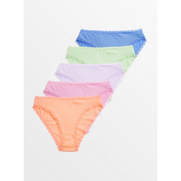 Buy Bright Plain High Leg Knickers 5 Pack 14, Knickers