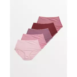 Pink Plain Full Brief Knickers 5 Pack