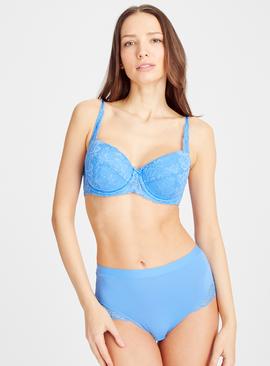 Blue Floral Lace Padded Bra 