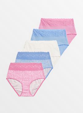 Ditsy Floral Comfort Lace Full Knickers 5 Pack 
