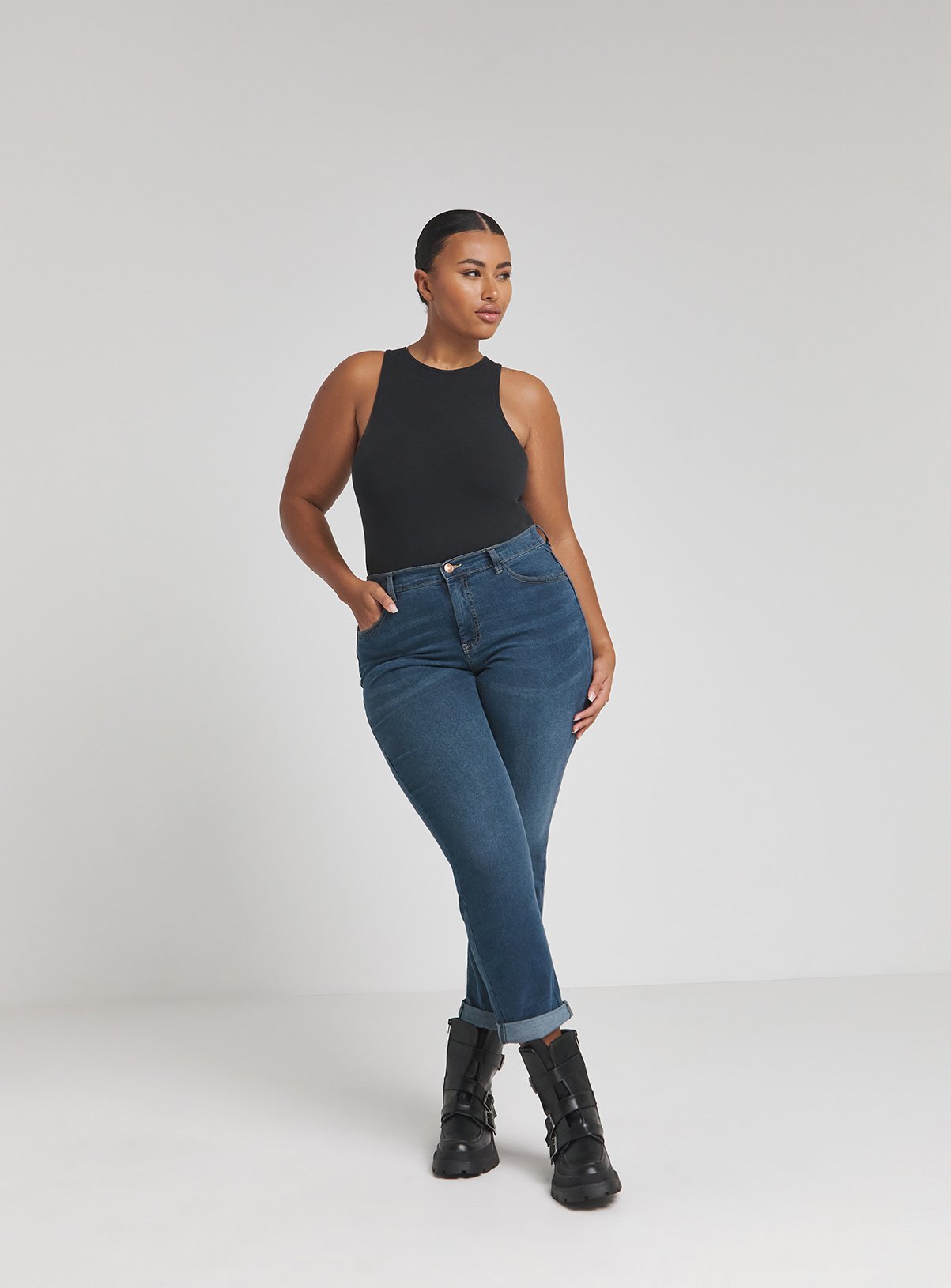 SIMPLY BE 24/7 Mid Vintage Blue Boyfriend Jean 