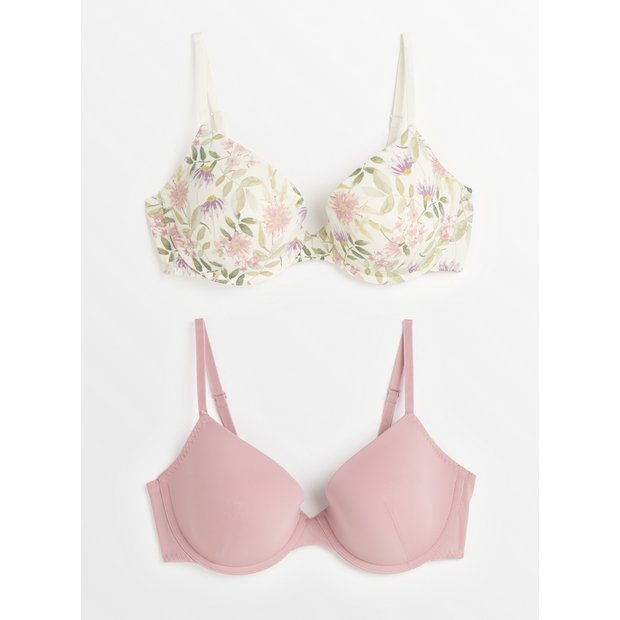 Buy A-GG Blue Floral Soft Touch T-Shirt Bra - 34A, Bras