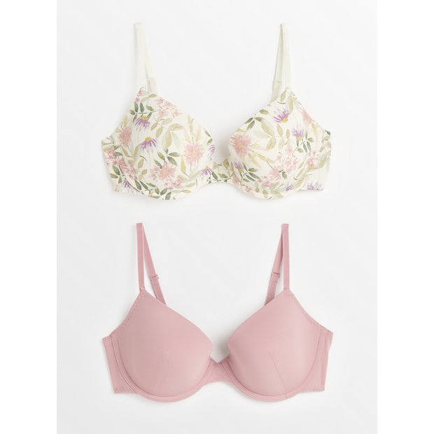Buy A-GG Pink Ditsy Embroidered Non Padded Balcony Bra - 40B