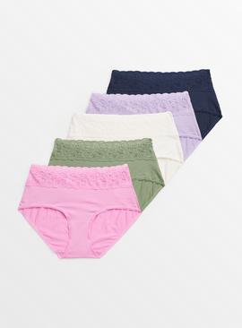 Lace Knickers For Women, Underwear For Women Cotton Lace Knickers Multipack  Ladies Comfy Midi Briefs Pack Of 6