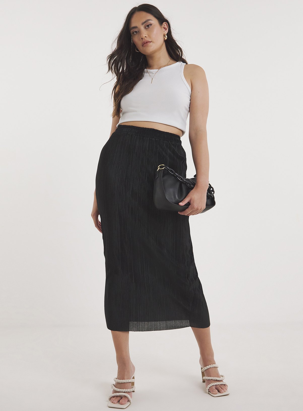 SIMPLY BE Black Plisse Midaxi Tube Skirt 26