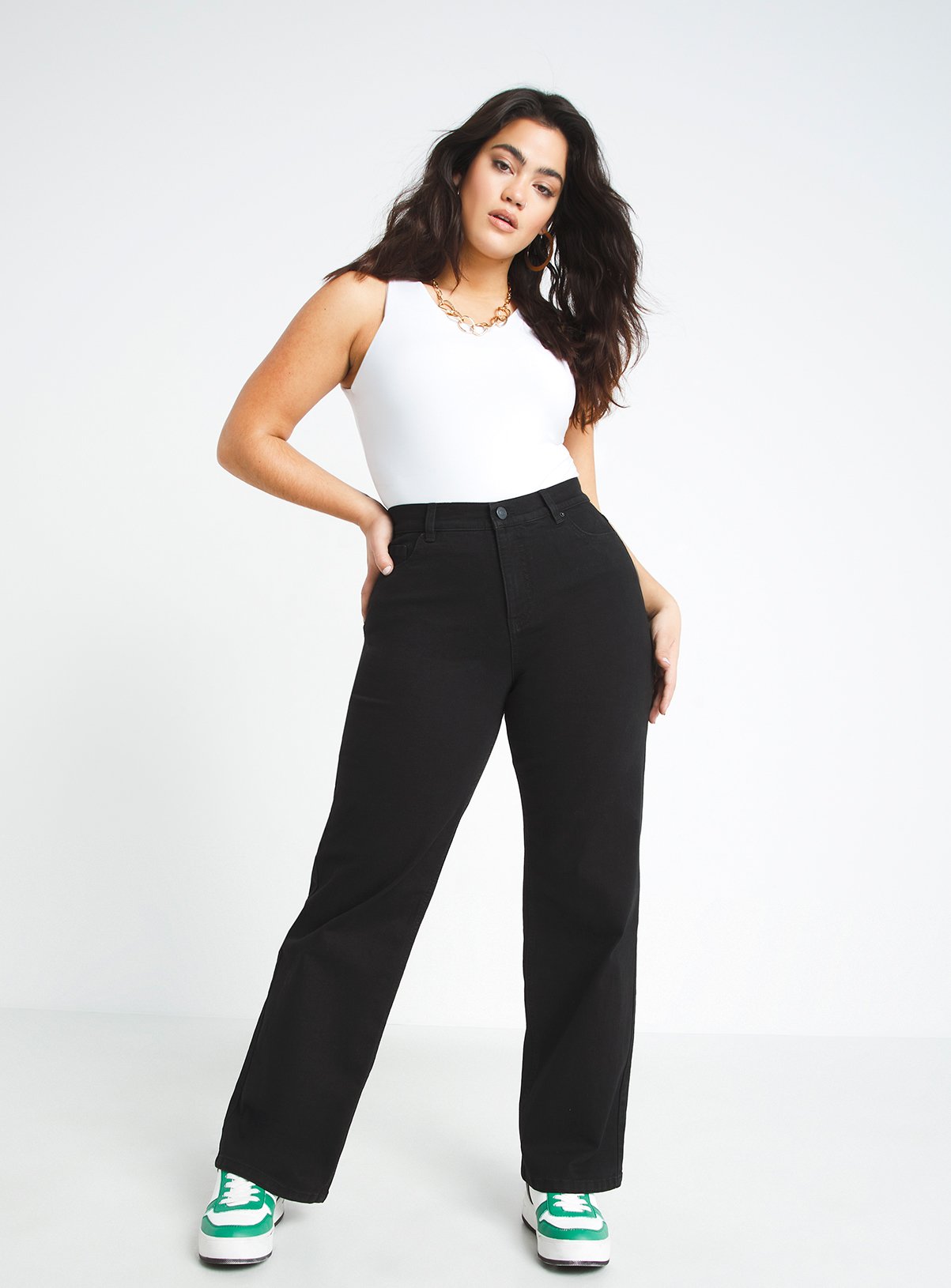 SIMPLY BE 24/7 Black Wide Leg Jean 
