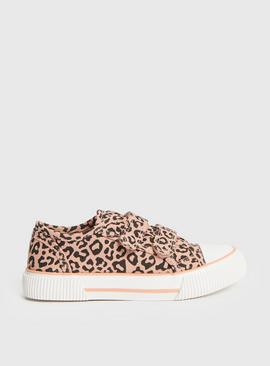Pink Leopard Print Canvas Trainers 