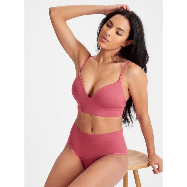 Buy Rose Pink Seamless Plunge Bra L, Bras