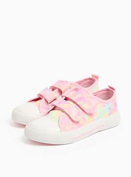 Pink Tie-Dye Twin Strap Canvas Trainers 